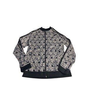 Adidas Youth Zebra Velour Track Jacket Trefoil Logo Size M 11-12Y Black/White